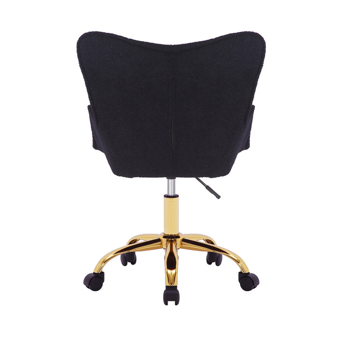 Everly Quinn Dorecht Teddy Fabric Office Chair with Gold Chrome Legs
